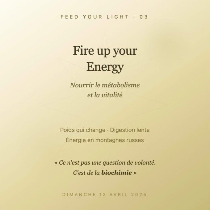 Atelier 2  "Feed your Light" avec lizette Scialom Mardi 26 Mai 19h à Paris 