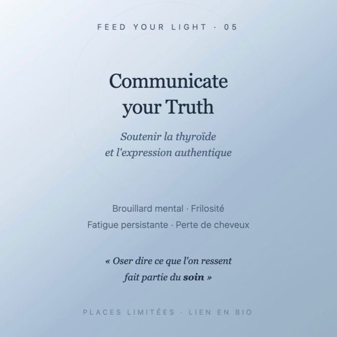 Atelier 2  "Feed your Light" avec lizette Scialom Mardi 26 Mai 19h à Paris 