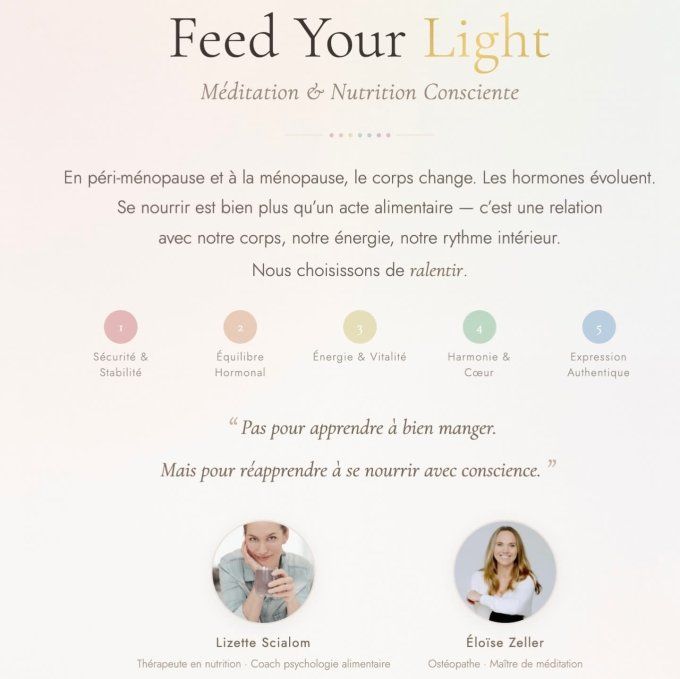 Atelier 2  "Feed your Light" avec lizette Scialom Mardi 26 Mai 19h à Paris 